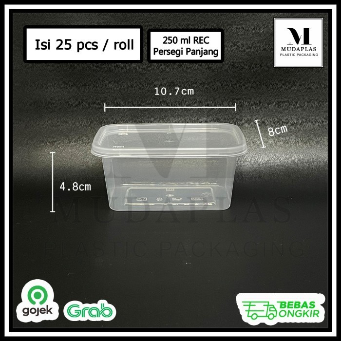 

\"\"\"\] Thinwall Rectangle 250 ml / Kotak Makan Tebal DM isi 25 pcs 250REC