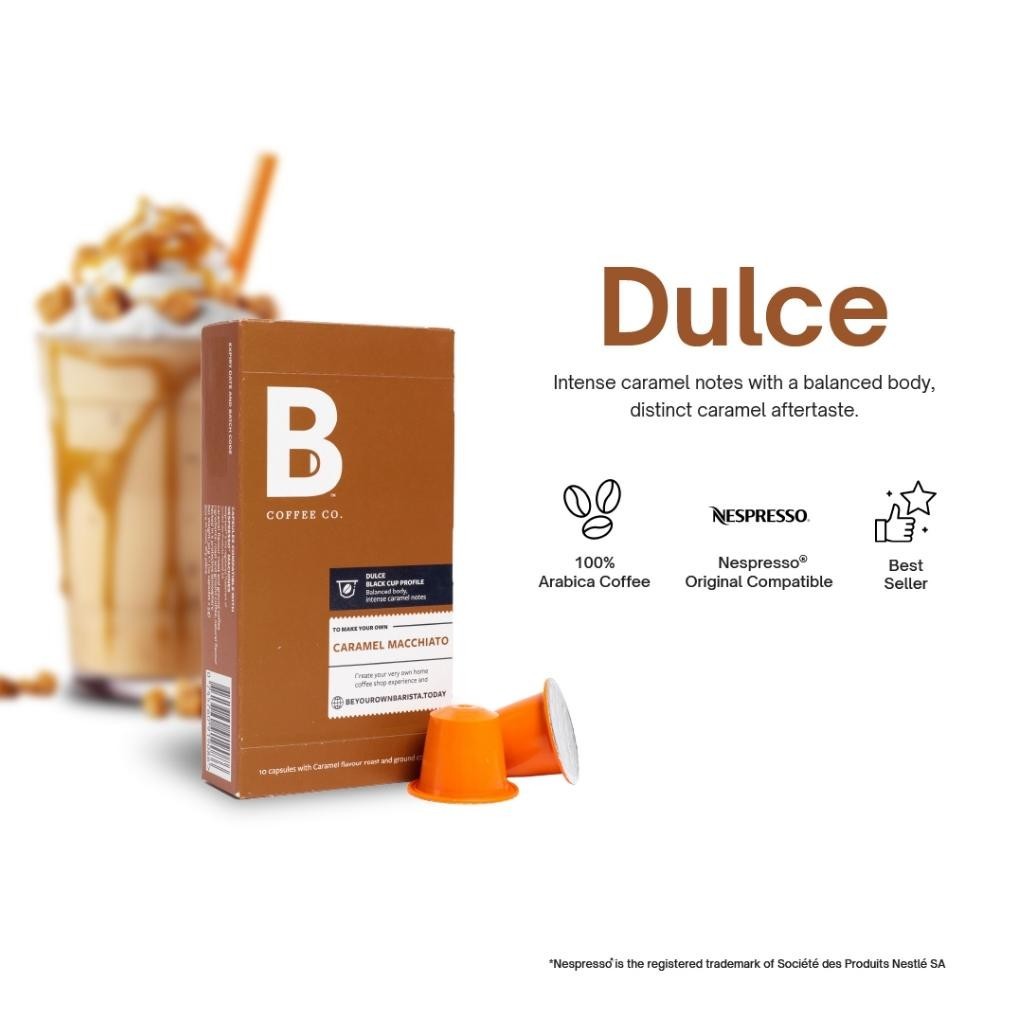 

Diskon B Coffee Co. Dulce Caramel Macchiato Kopi Kapsul Nespresso Compatible Coffee Capsule Bisa Cod