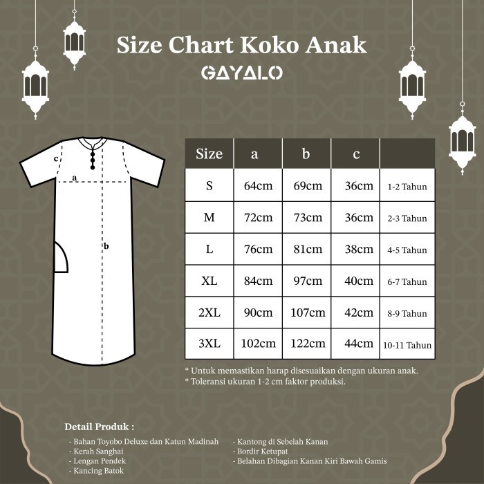 promo Gayalo - Jubah Gamis Anak Laki-Laki Katun Madinah Olive