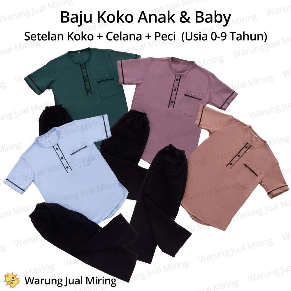SETELAN KOKO ANAK 0-9 TAHUN SARKOCI SET BAJU CELANA PANJANG PECI KEMEJA LAKI COWOK COWO NEWBORN NEW 