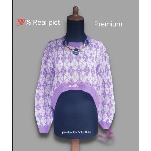 Diskon Besar Outer Yura Sido Rajut Balon Crop Top Knitwear / Yura Sido Diamond / Ootd Korean Style W