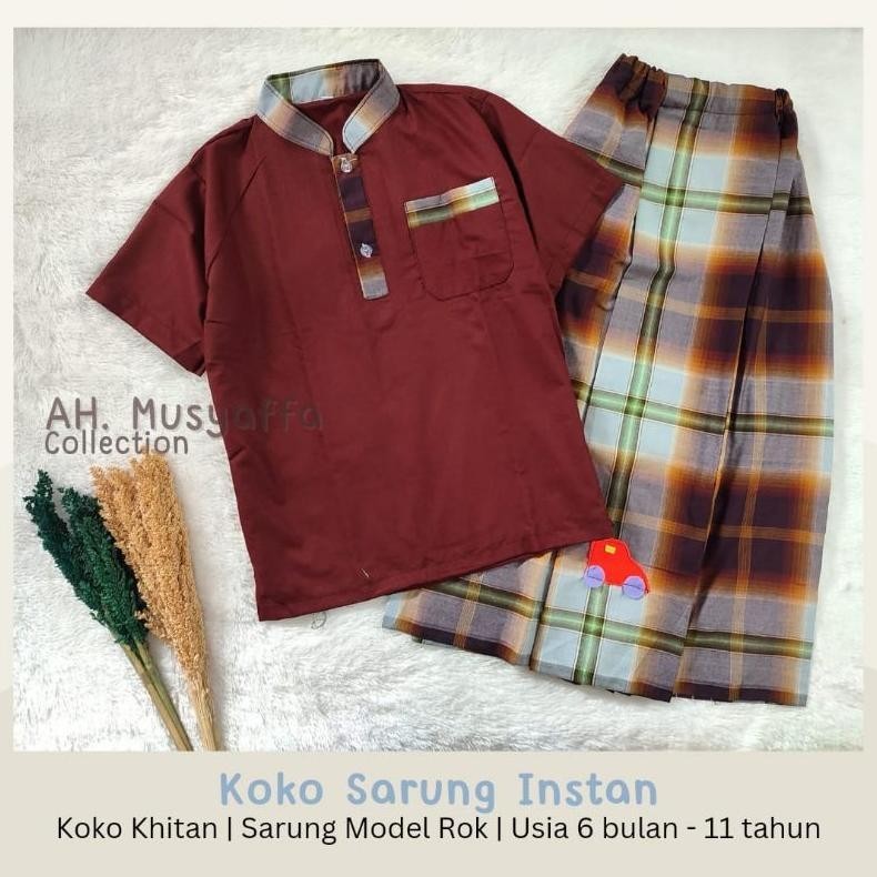 Promo Akhir Tahun (Part-1) Koko Sarung Instan Anak 1-11 Tahun Baju Khitan Anak Bayi Model Rok Mustar