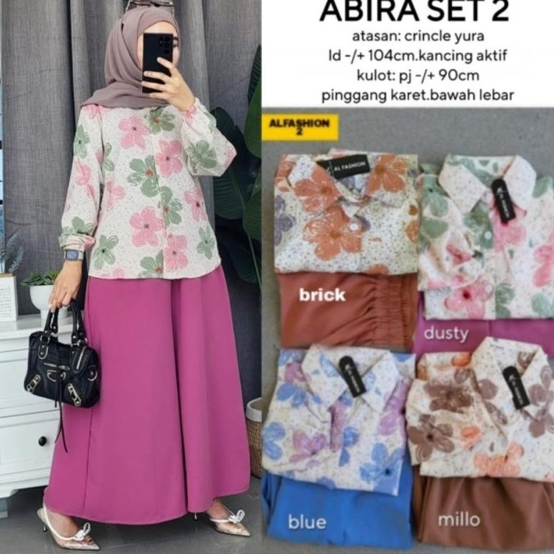 Big Sale New Abira Set #2 Atasan Crinkle Yura Setelan Wanita Kekinian Terbaru Kulot Jumbo Sale
