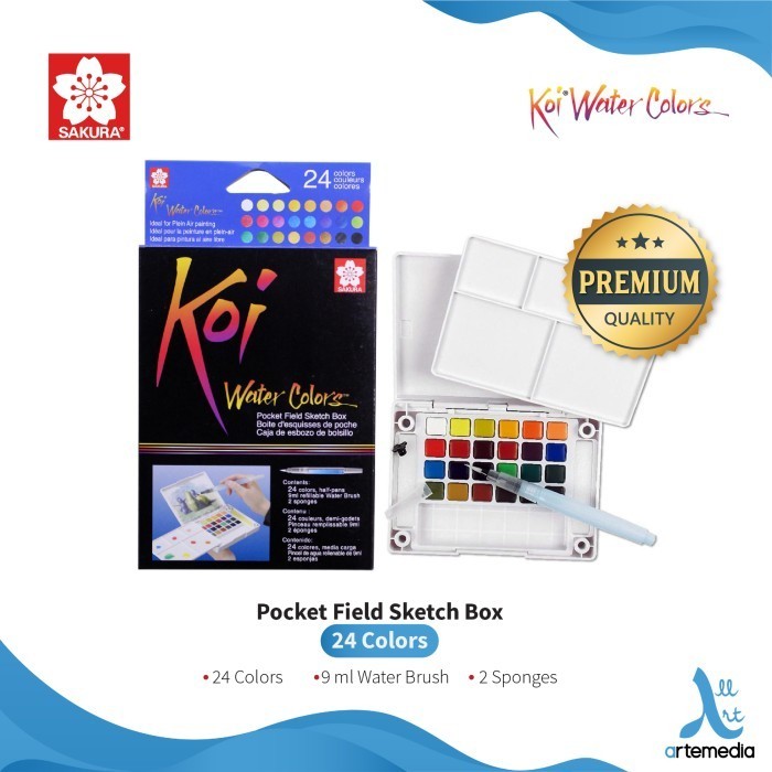 

Cat Air Sakura Koi Watercolor 24 Poet Field Sketch Box