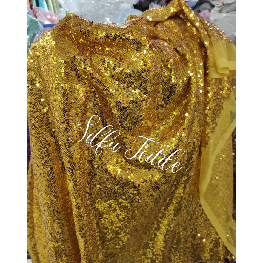 Bahan Kain Tile Payet Sequin / Kain Tile Payet Sequin