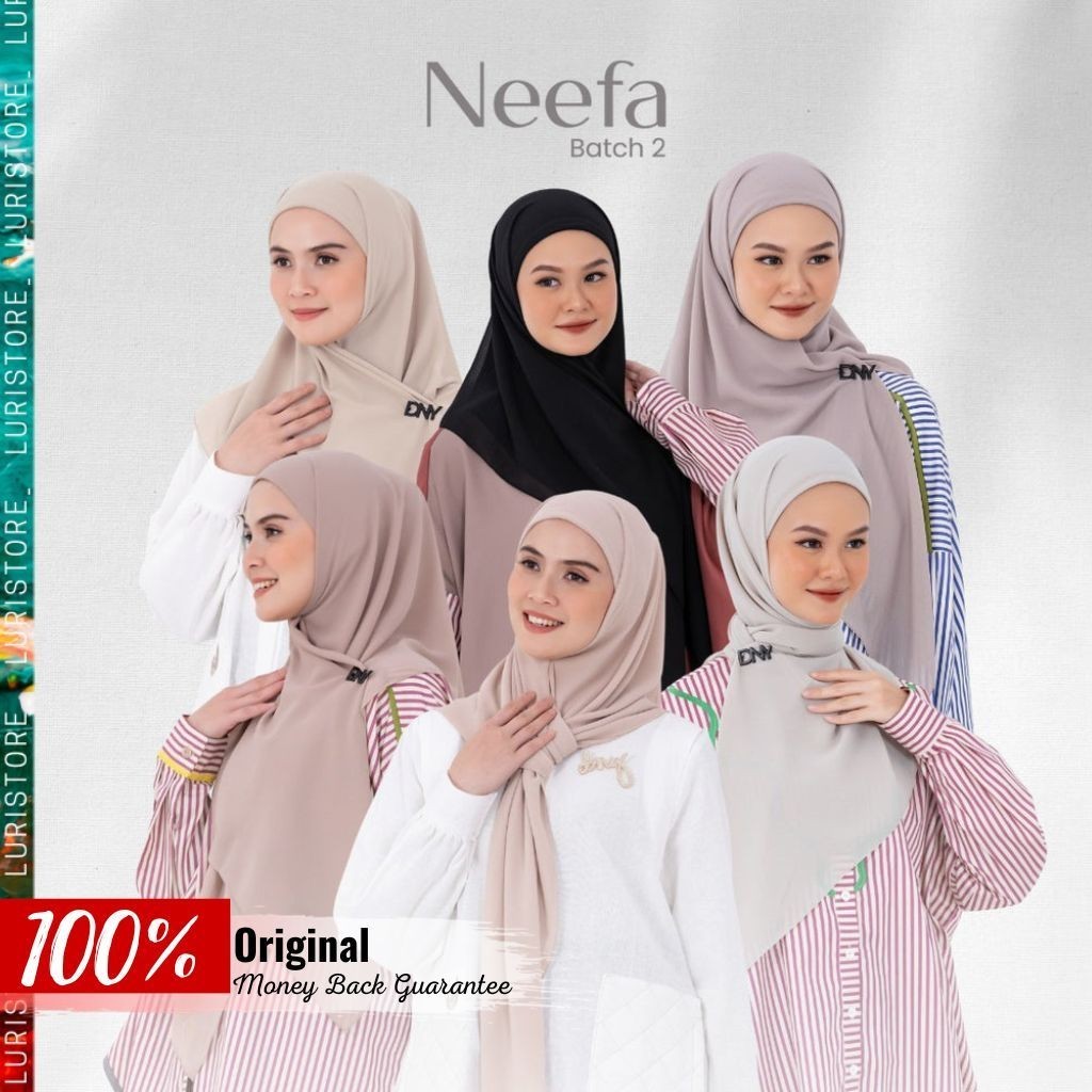 NEW PREMIUM DAILY HIJAB LURISTORE DEENAY NEEFA SERIES ORIGINAL Kerudung Instant Segi Empat Polos