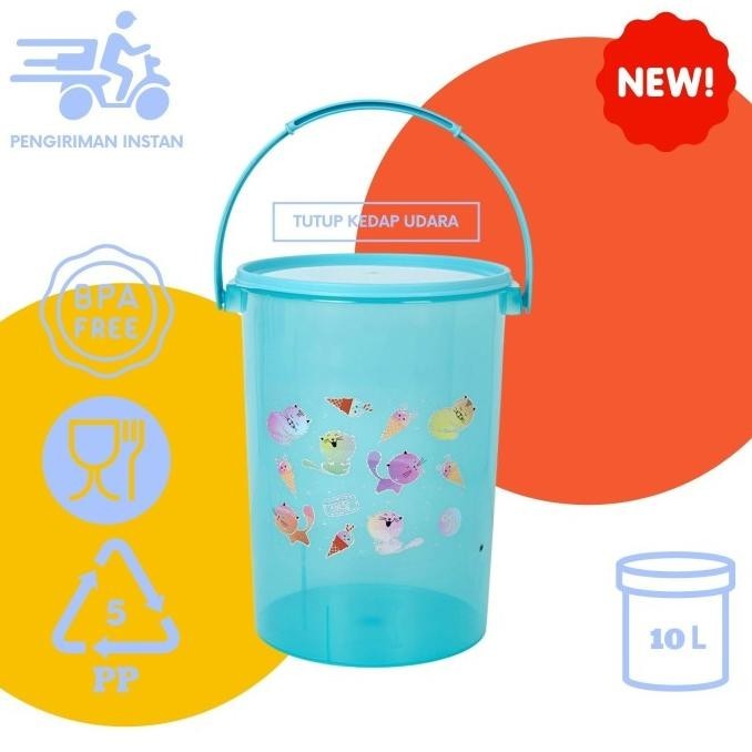 Toples Es Buah / Kelapa Plastik Bergagang 10 Liter Wadah Minuman