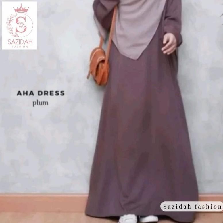Baru Aha Dress Gamis Wanita Crinkle Abaya Polos Bisa Cod