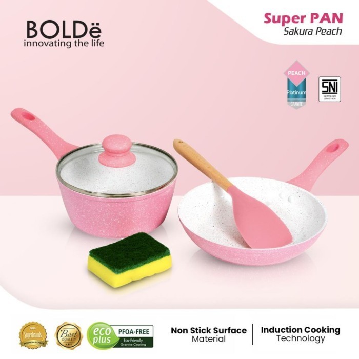Bolde Sakura Peach Pan Set 5 Pcs Anti Lengket