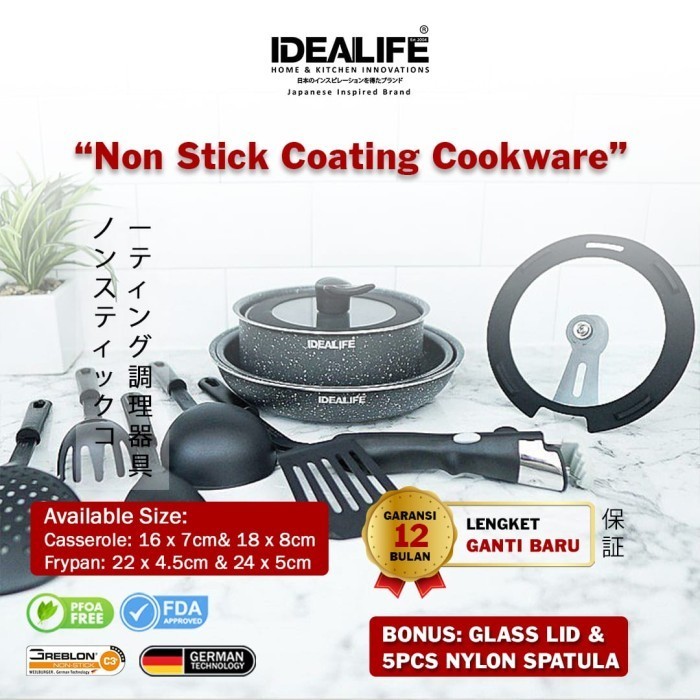 Idealife - Granite Cookware Set - Panci Masak Marble Set - Il-22A