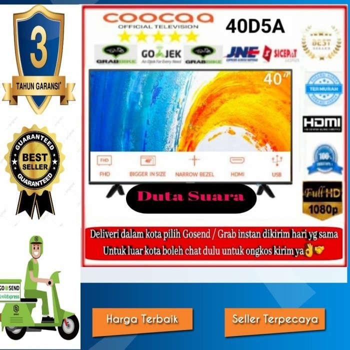 Coocaa Tv Led 40 Inch 40D5A Full Hd Tv Garansi Resmi 3 Tahun New 2019
