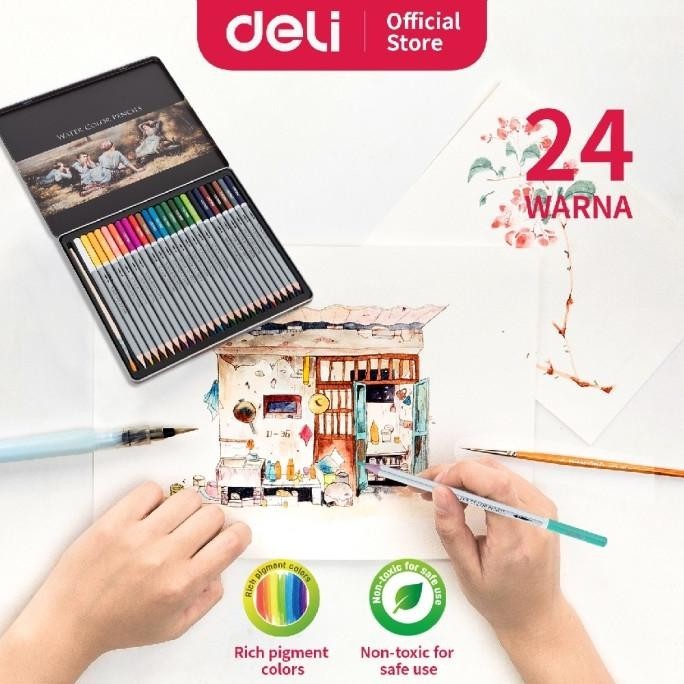 Pensil Warna Deli 24 Warna Water Color Pencils - 6521