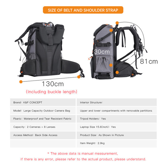 Knf Concept 33L Tas Large Travel Backpack Waterproof Photography