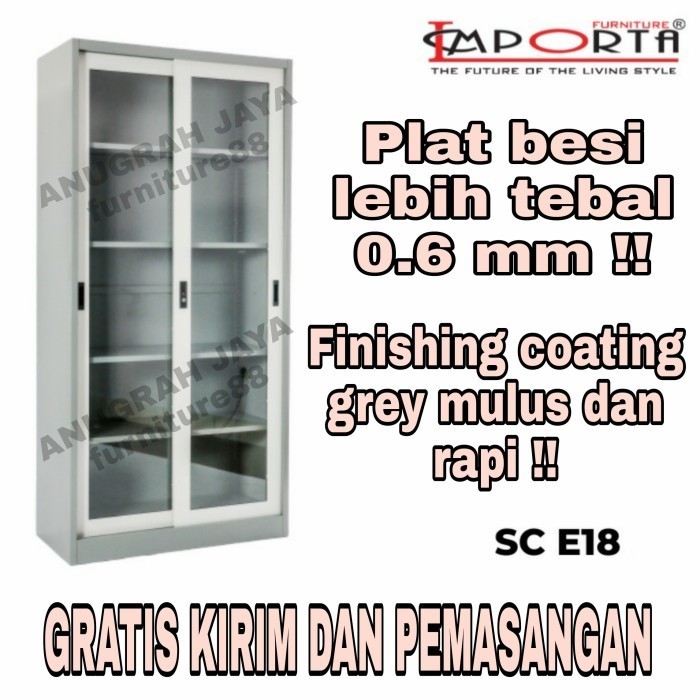 

Lemari arsip / filing cabinet besi / rak buku pintu kaca sleding