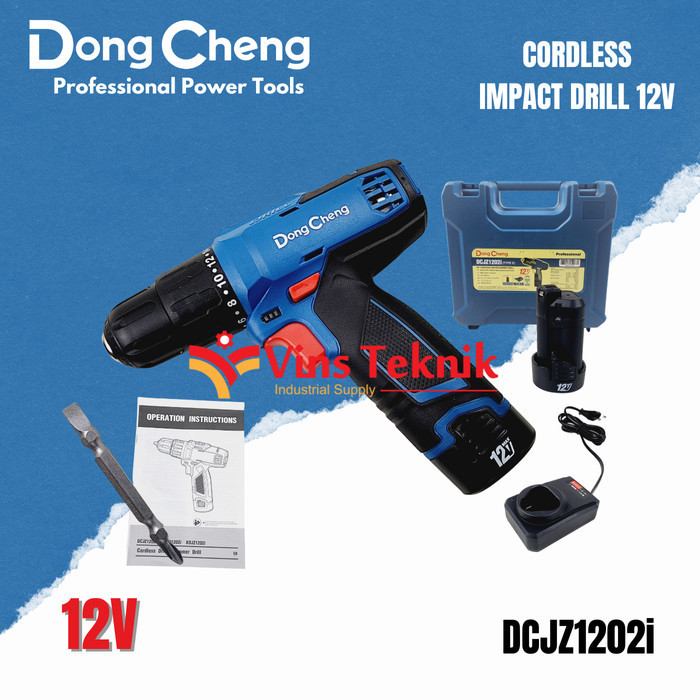 Mesin Bor Cordless 12V Dongcheng Dcjz1202I Impact Drill Dcjz1202