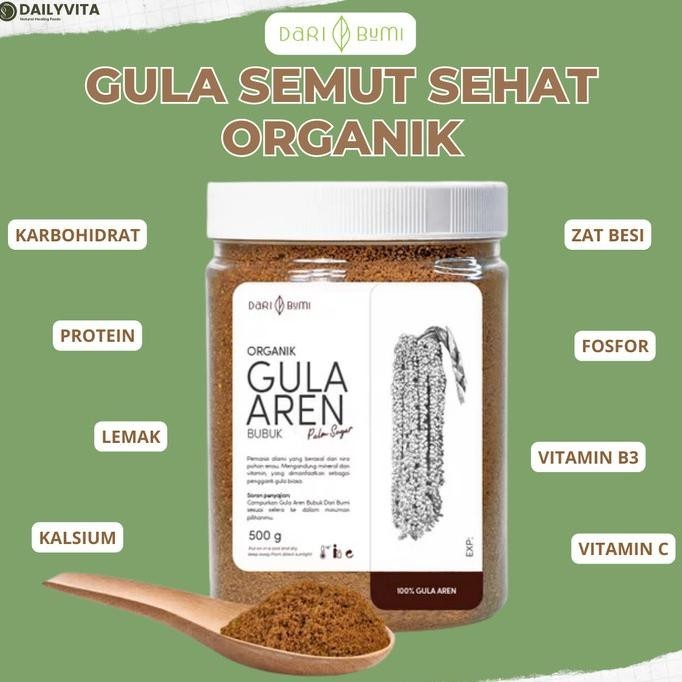 

Gula Aren Bubuk Organik 500 gr daribumi Premium Pure Organic E88A