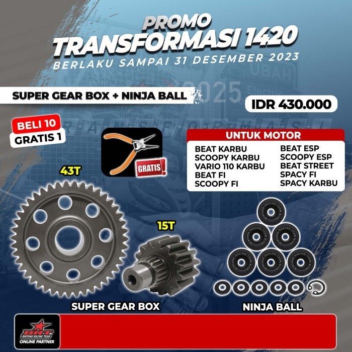 Super Gear Box Brt Beat Karbu/Vario 110/Scoopy/Beat Fi Esp/Beat Street