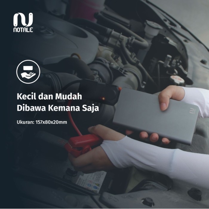 Notale Car Jump Starter Cas Jumper Aki Mobil Powerbank 12000Mah Baseus