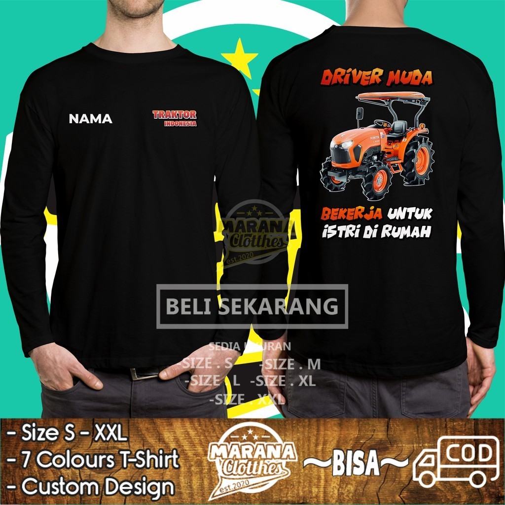 Kaos Traktor Indonesia Traktor Kubota L4018 Kata-kata Driver DB Lengan Panjang Kaos Distro