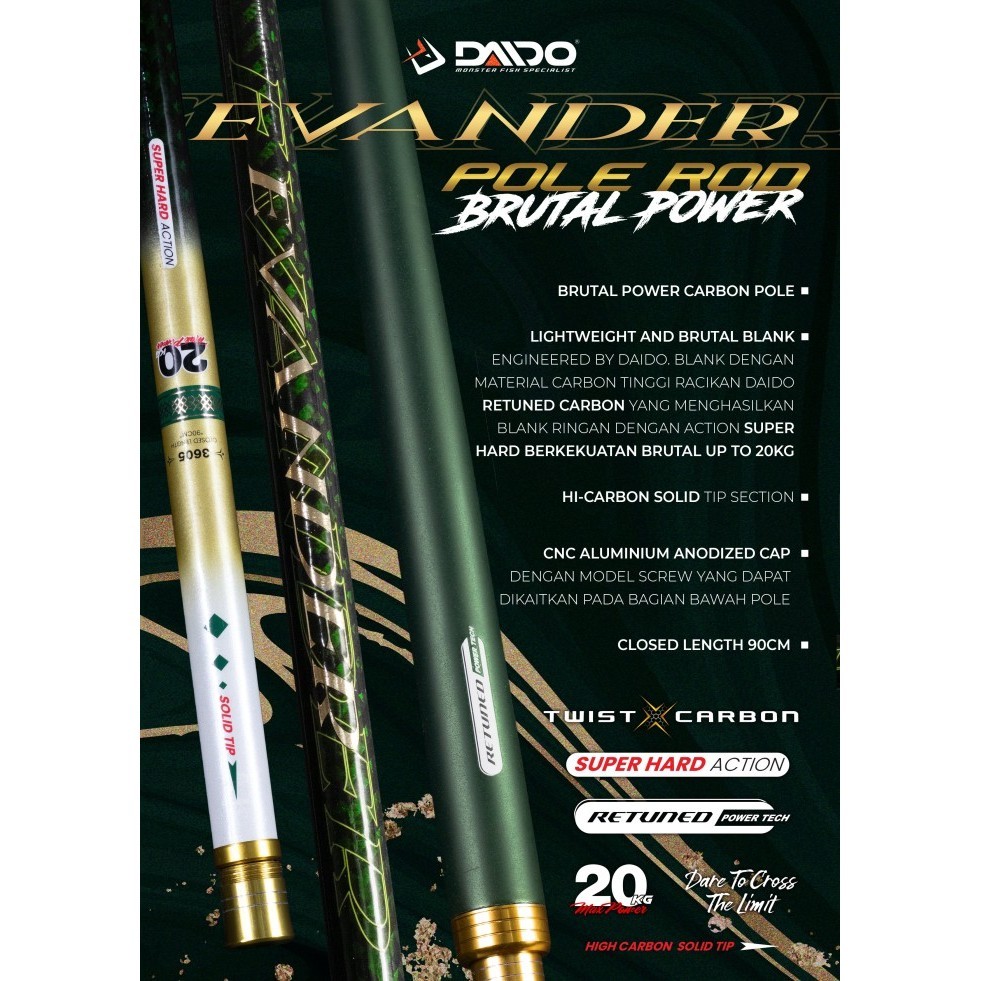 Joran Pole Daido Evander Carbon Ruas 90Cm Size 250Cm 300Cm 360Cm 450Cm