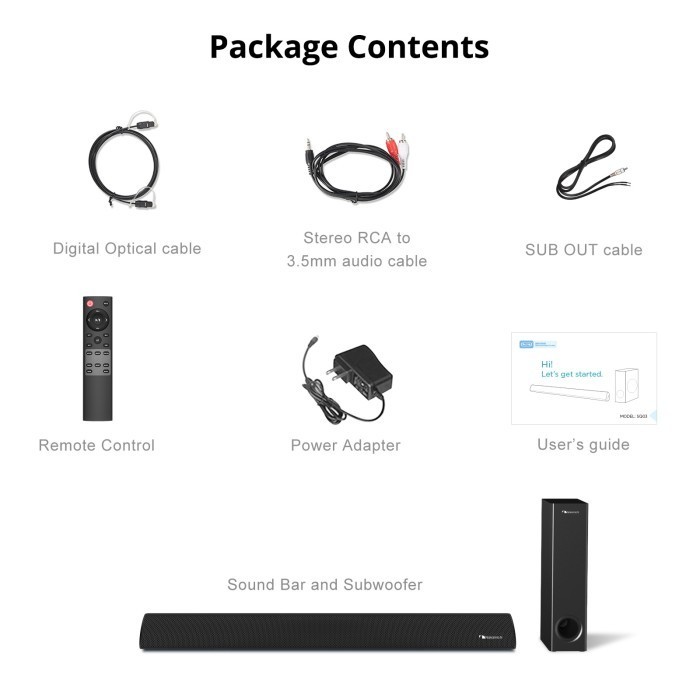 Nakamichi Soundstation 8W 2.1Ch Speaker Bluetooth Amplifier Soundbar