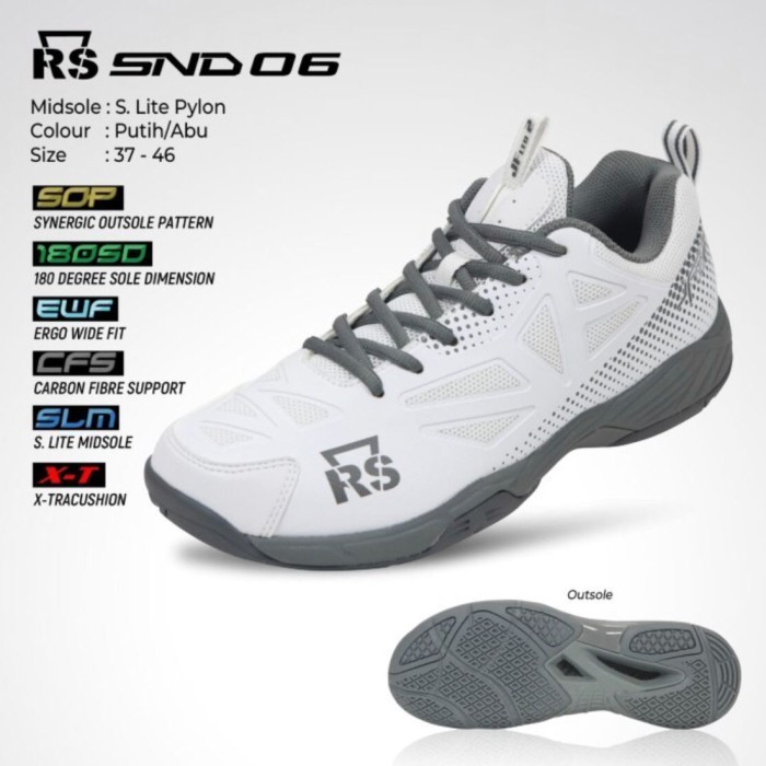 Sepatu Badnton Rs Snd 06 Putih Abu