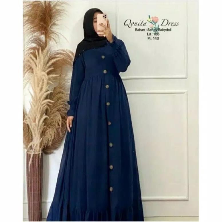 Cod Baju Pakaian Gamis Dress Dres Abaya Fashion Drees Jubah Wanita Muslim Muslimah Remaja Ibu Hamil Busui Perempuan Cewek Cewe Polos Menyusui Kancing Depan Full Rumahan Harian Terbaru Trend Kekinian Murah Cod Stock Terbatas
