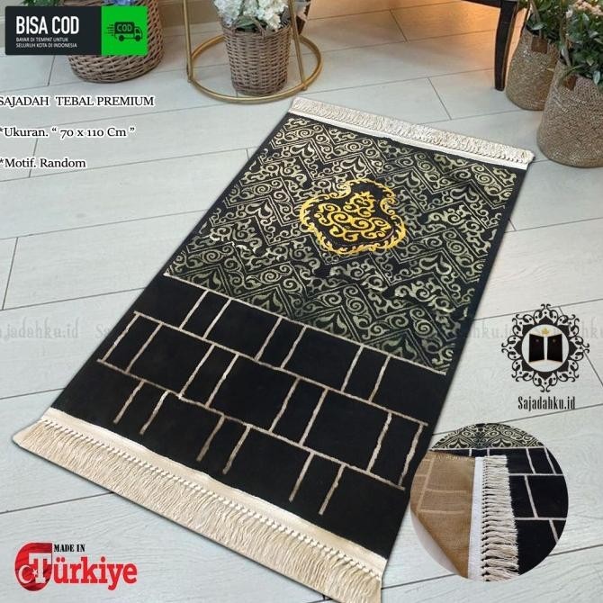 Sajadah Hitam Turkey Turki Sejadah Bludru Premium Original Super Tebal .