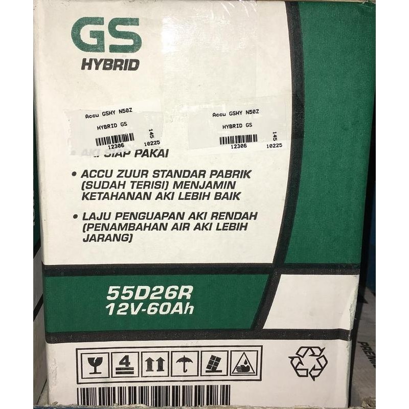Aki Mobil Gs Astra Type Gs Hybrid 55D26R N50Z 12V 60Ah -12306