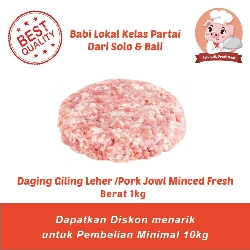 

Daging Giling Leher - Pork Jowl Minced Olahan Siomay Bakso Dll - Berat 1Kg Fresh -Gratisongkir