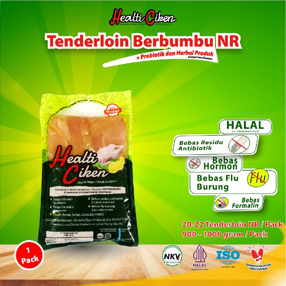 

Healti Ciken Tenderloin Berbumbu Non Msg Ayam + Probiotik, 0.9 - 1 Kg Live -Gratisongkir