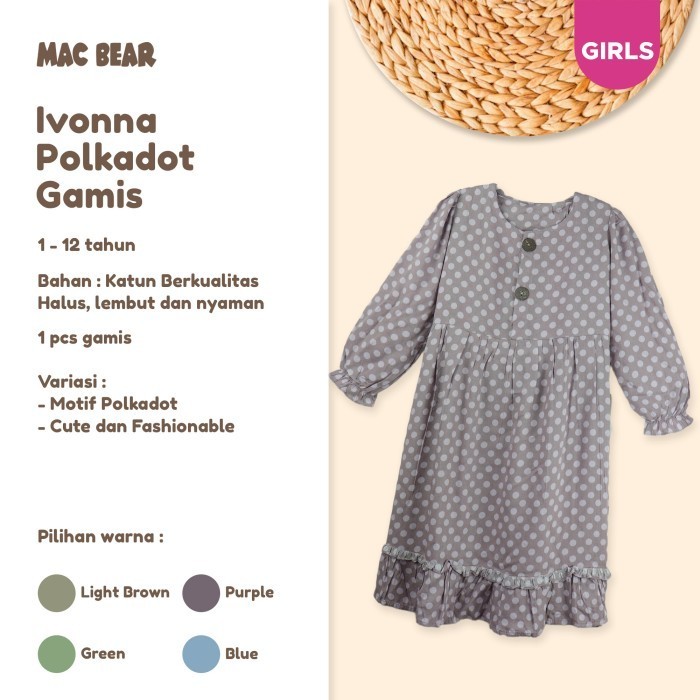 Baru Macbee Baju Anak Perempuan Gamis Anak Muslim C Ivonna Polkadot