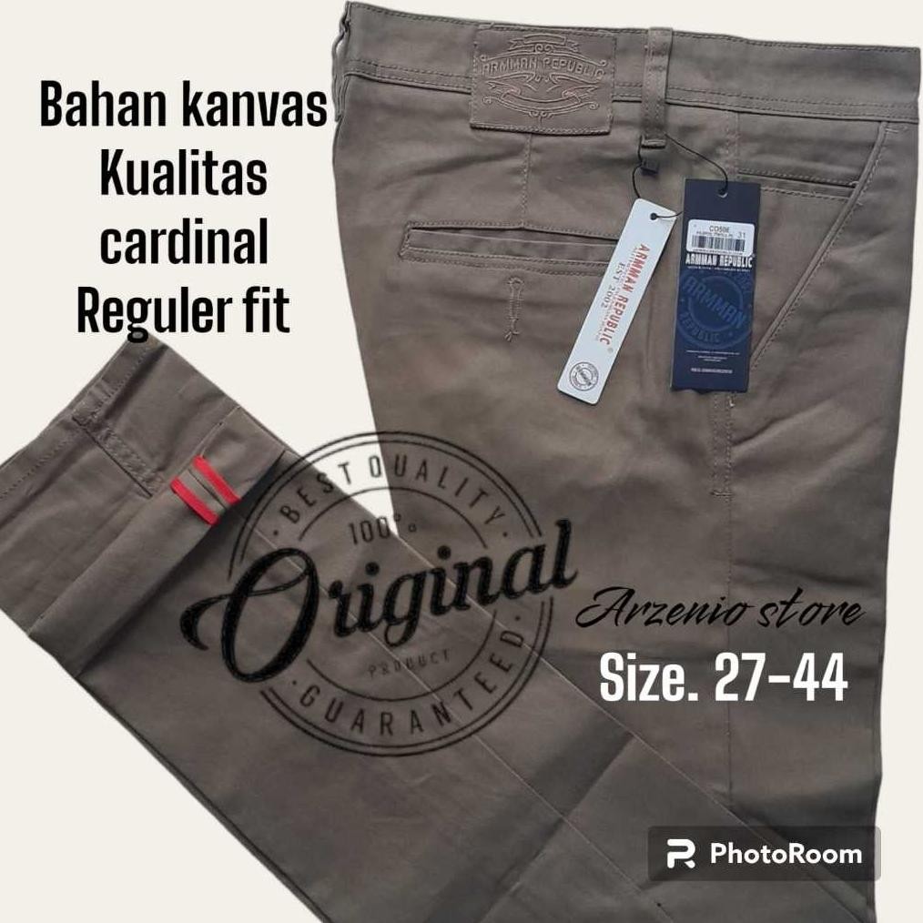 Sale Celana Panjang Pria Chinos Premium Original 100% Bahan Kanvas Cardinal Arman Republic Jumbo 27 Sampai Big Size 44 Rd-67