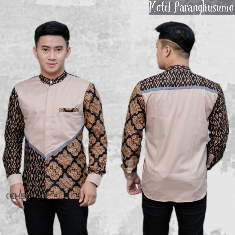 Koko Pria Dewasa Terbaru 2024 Pakaian Lebaran Anak Laki Kemeja Kokoh Slimfit Baju Muslim Cowok Lenga