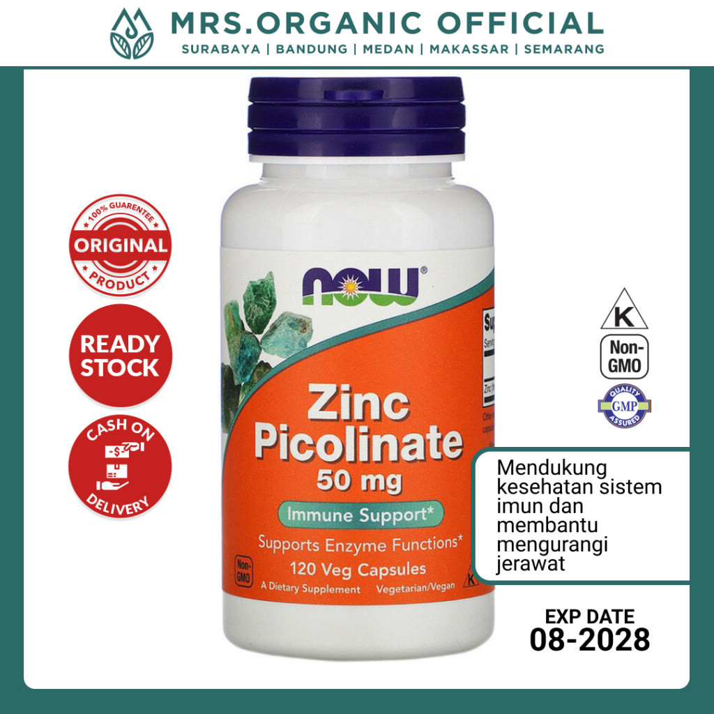 Vitamin Zinc Picolinate 50 mg Now 120 Veggie Kapsul