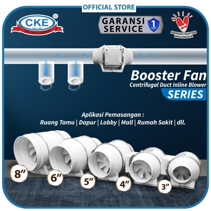 Inline Duct Fan Plastik 4" Inch Kipas Booster Ventilasi Extractor Fan