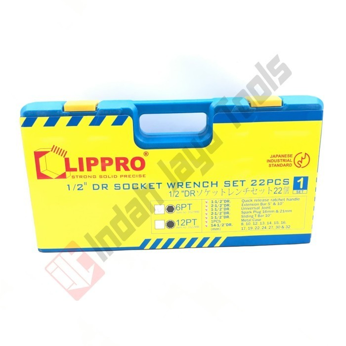 Lippro Kunci Sok Set 22 Pcs 1/2" - Socket Set Shock Soket Set