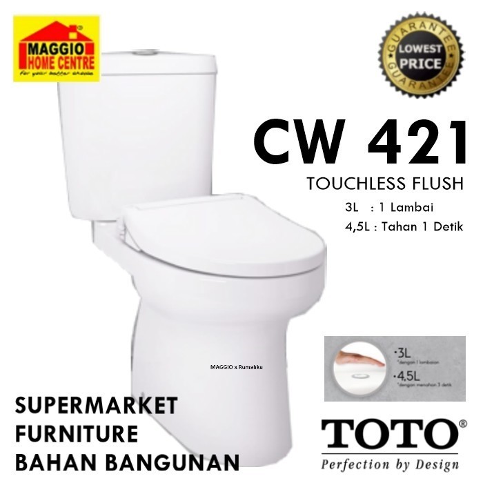 Kloset Duduk Toto Touchless - Kloset Toto Cw 421 Eco 3/4,5L - Toto
