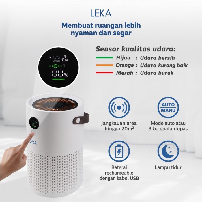 Leka Ap7809 Portable Air Purifier (Rechargeable) - Hepa12 Filter Anion