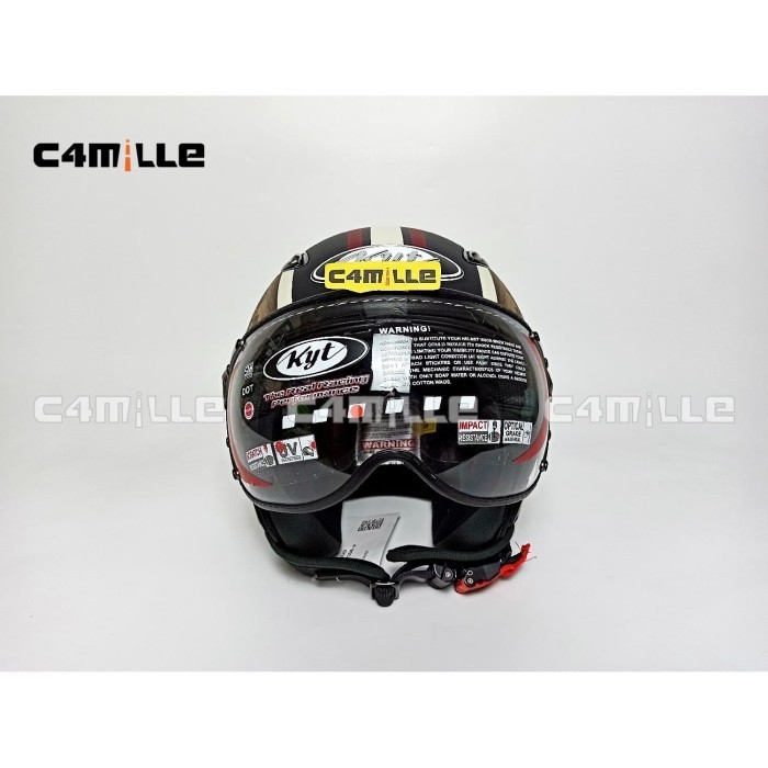 Helm Kyt Elsico Retro Pilot #4 Black Dop Cream