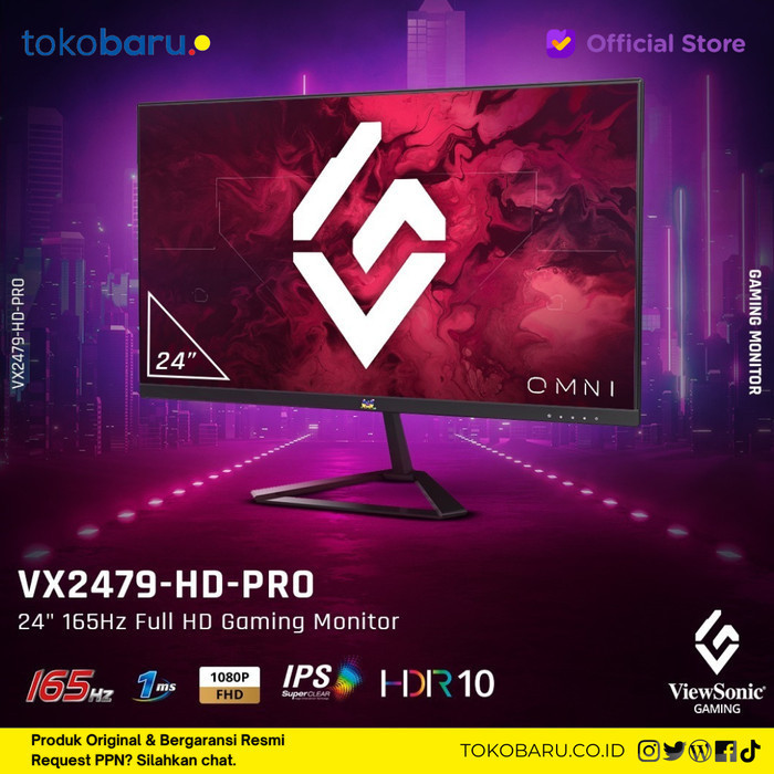 Monitor Gaming Viewsonic Vx2479-Hd-Pro 24" Fhd Ips 165Hz 1Ms Hdr10