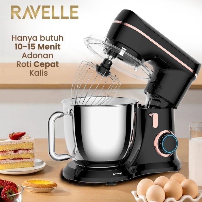 Ravelle Stand Mixer 5.5L Terra Electric Mixer - Platinum Black