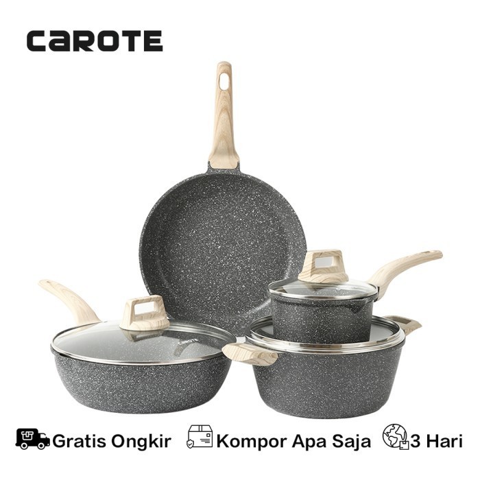 Carote Ew Wajan Panci Paket Keluarga Set Anti Lengket (4 Buah) Granit