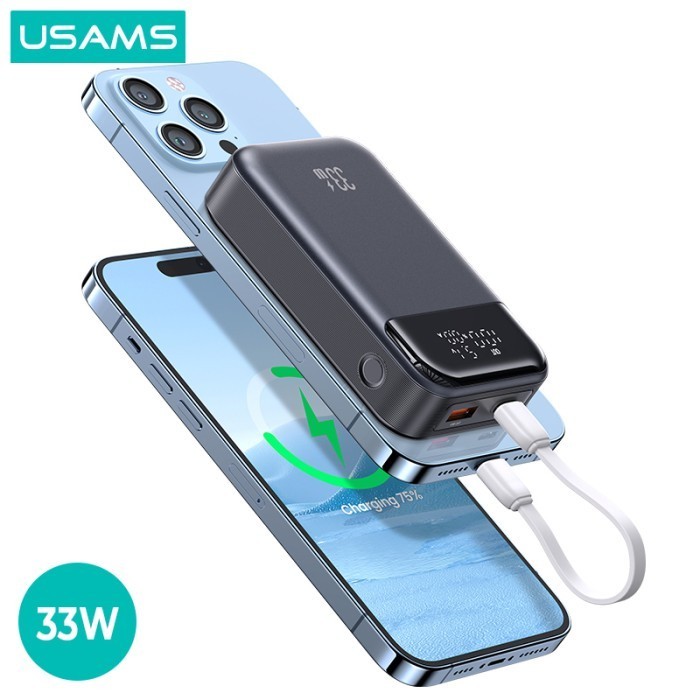 USAMS PB74 Powerbank Fast Charging PPS 33W 10000mAh Digital Display - Dark Grey