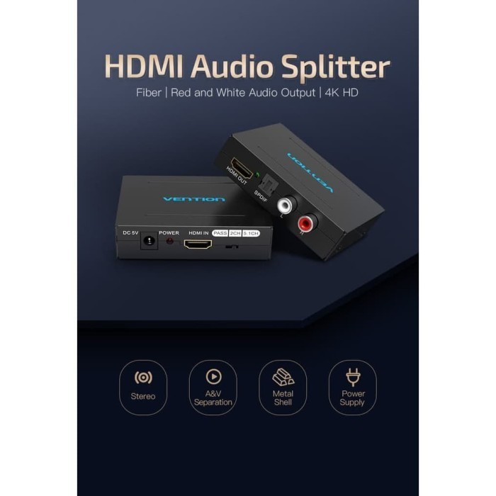 Vention Afh Hdmi Audio Devider/Splitter To Optical Spdif & Aux Rca Lr