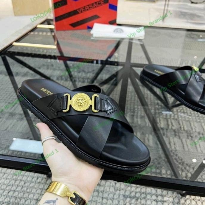 Sandal Selop Pria Branded Kulit / Sendal Branded Pria Import #50 Qolbipratama82