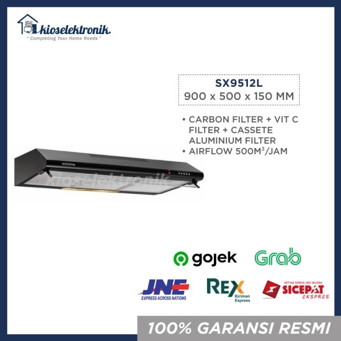 Modena Sx9512L Cooker Hood - Fresco Sx 9512 L Penghisap Asap Dapur 90