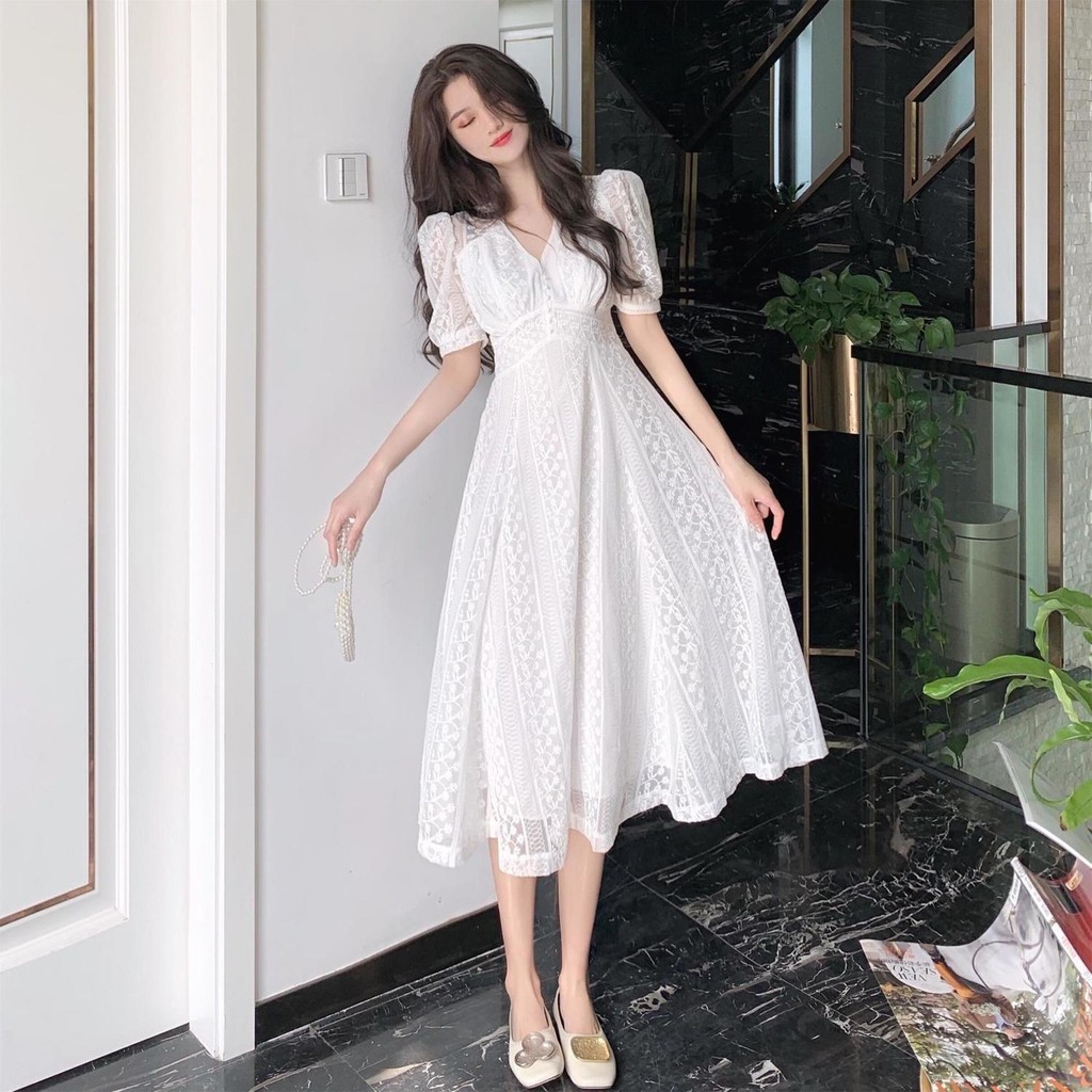 Gentle Fairy Girl Mori Style French White Embroidered Dress