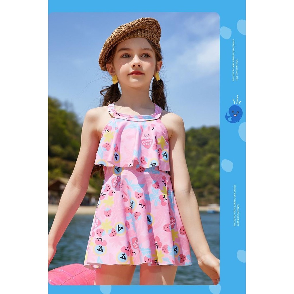 Tali Anak-anak Mata Air Seksi+Gaun Renang Pakaian Renang Terpisah Setelan Anak Perempuan