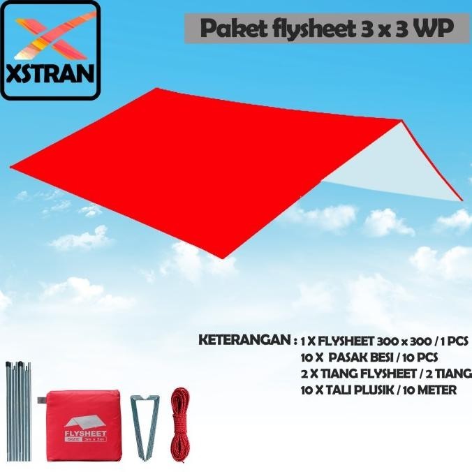 Paket flysheet 3x3 Waterproof atap tenda camping outdoor camp lengkap